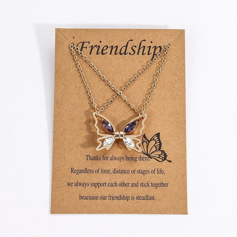 Purple Crystal Butterfly Magnetic Bracelet Set