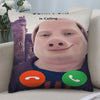 A novelty throw pillow featuring a close-up photo of a baby face with the text Is Calling...