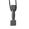 A gray silicone sensory chew necklace pendant with a black cord, designed as an oral motor teether for kids.