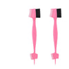 A pair of pink edge control brushes with black bristles for hairlines and wigs.