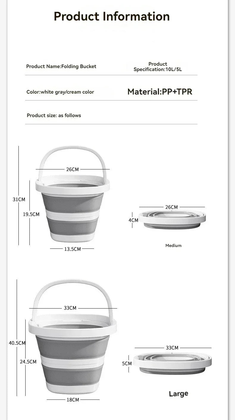 Foldable Water Bucket with Carry Handle for Camping and Home
