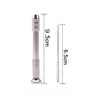 A silver leather sewing awl set with replaceable needles shown in a vertical dimension view.