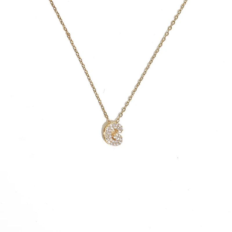 Initial Letter Pendant Necklace with Cubic Zirconia
