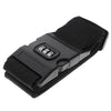 Black adjustable luggage strap with a combination lock feature