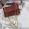 Crystal-Embellished Evening Clutch Bag with Chain Strap