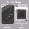 Demonstration of easy cleaning for natural diatomium mud floor mats showing water rinse and air drying methods.