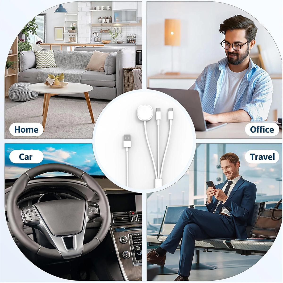 3-in-1 Magnetic Wireless Charging Station for iPhone, Apple Watch & AirPods