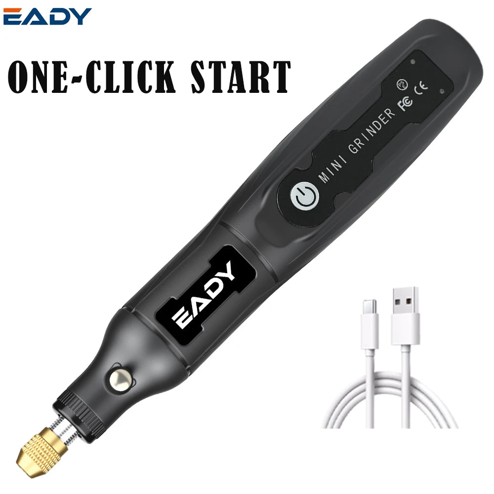 A black EADY mini grinder tool with a detachable cord and plug, shown diagonally.