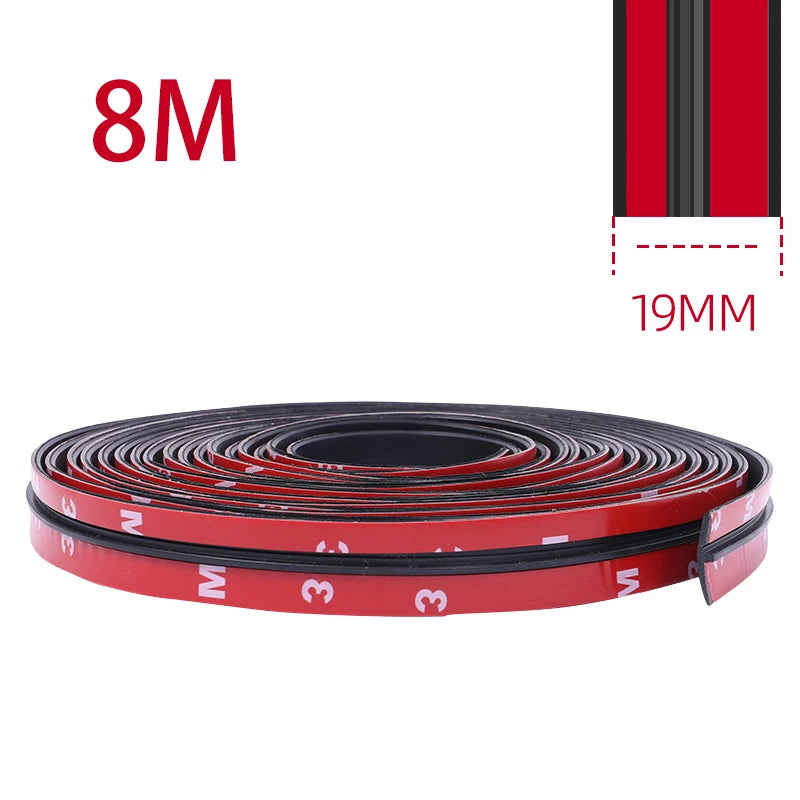 Roll of red rubber seal strip for car windows and sunroof, measuring 8 meters long.