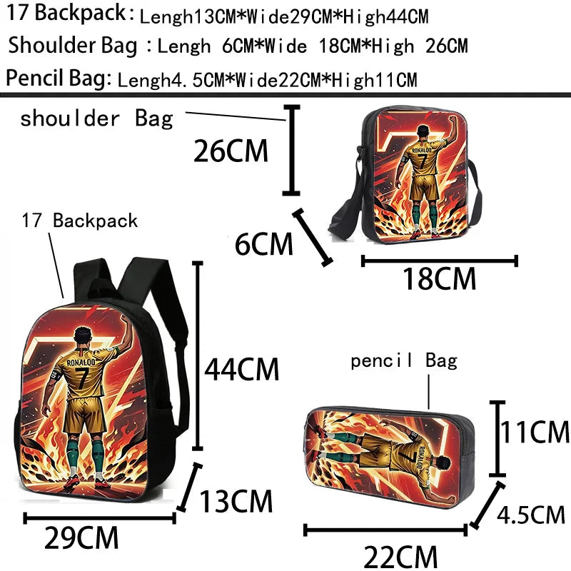 Soccer Star Backpack Set for Kids with Lunch Bag & Pencil Case