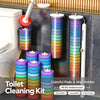 Colorful pads and wall holder for toilet cleaning kit with long handle