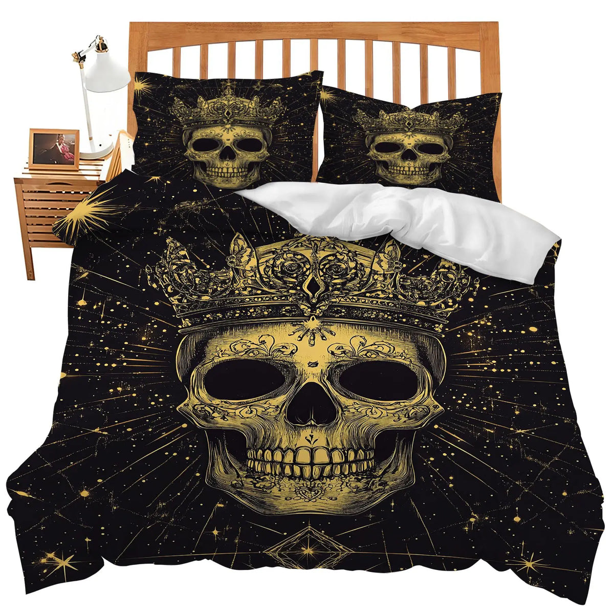Gothic Skull & Damask Comforter Cover Set