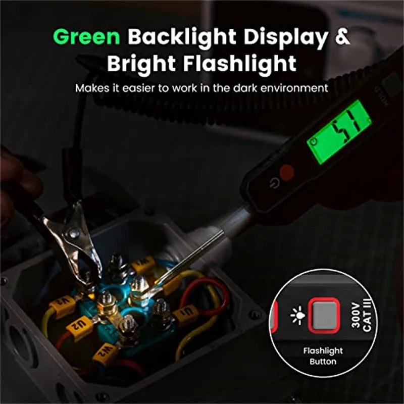 Smart Digital Circuit Tester with LED Display and Flashlight