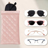 Soft PU Leather Squeeze Glasses Case with Multi-Functional Storage Pocket