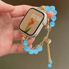 Crystal Bead Watch Strap with Adjustable Metal Link Design