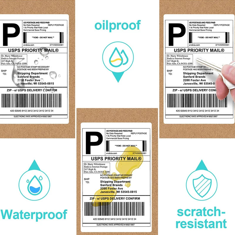 4x6 Inch Thermal Shipping Labels for Barcode and Address Printing