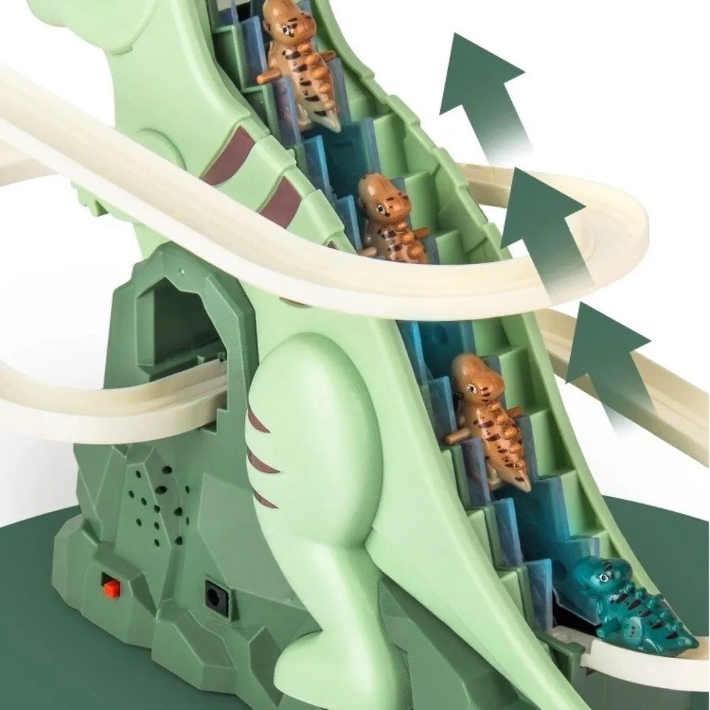 Dinosaur Stair Climbing Race Track Toy with Lights and Music