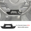 Black carbon fiber trim piece for Chevrolet Camaro interior steering wheel.