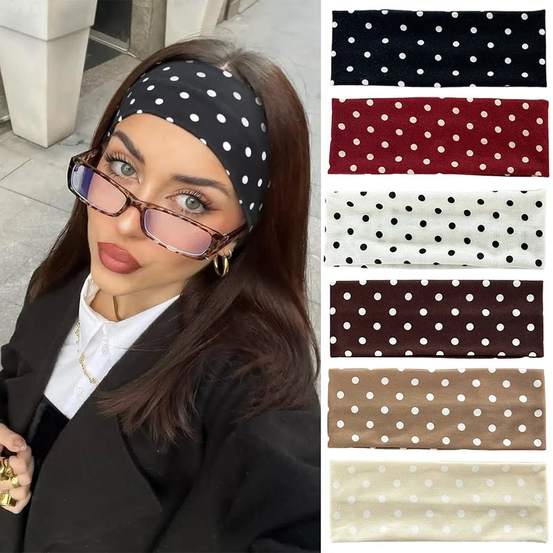 Bandeau large en tissu à pois