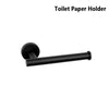Matte black toilet paper holder bathroom hardware set with towel ring and hooks