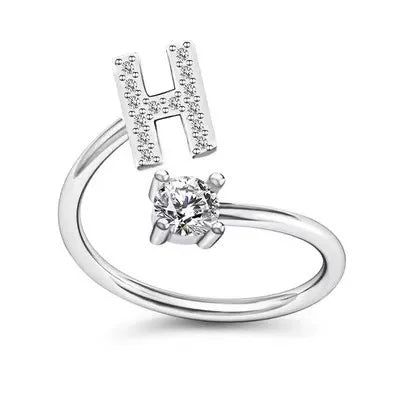 Initial Letter Ring with Zircon Accent