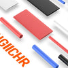 A collection of various colored heat shrink tubing and sleeves, including red, blue, green, and black.