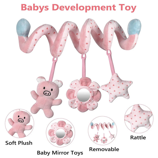 Spiral Baby Activity Toy with Mirror, Rattles, and Squeaker