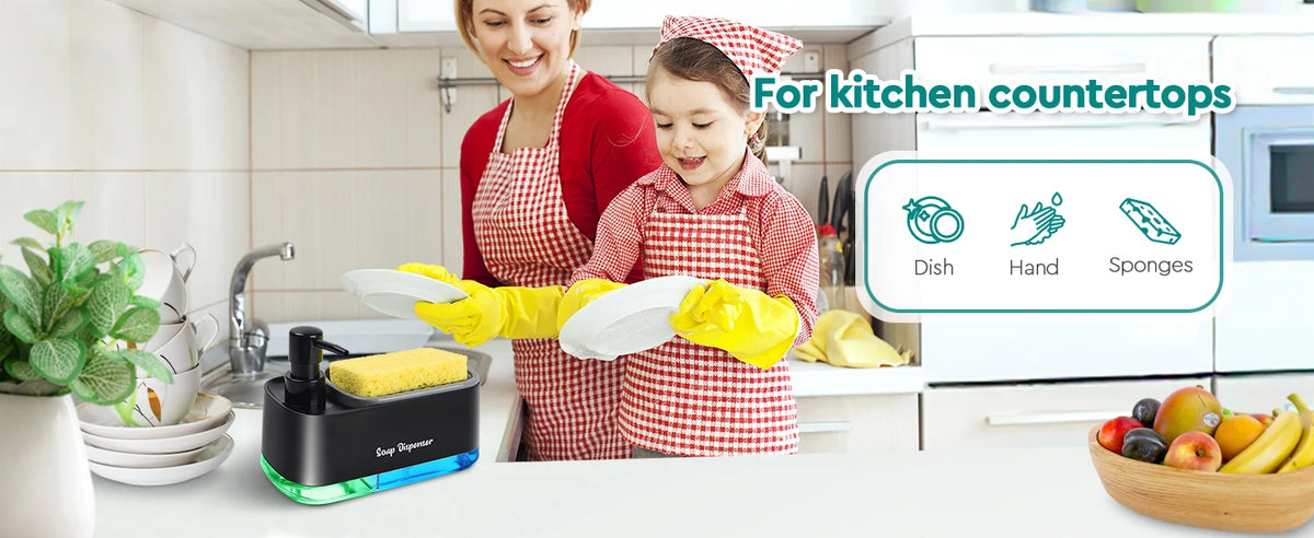 3-in-1 Kitchen Soap Dispenser with Sponge Caddy