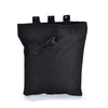 Black tactical MOLLE dump pouch with drawstring closure and multiple loops.