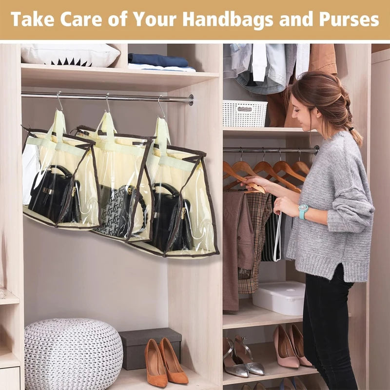 Transparent Dust-Proof Handbag Storage Bag with Hanging Hook