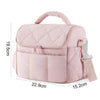 Pink insulated leakproof nylon lunch bag with a padded design and carrying strap