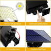 Solar powered flood light featuring a detachable polysilicon panel and a rotatable head with four lighting modes