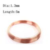 A coil of rose gold-colored enameled copper wire, 1.3mm in diameter and 5 meters in length.