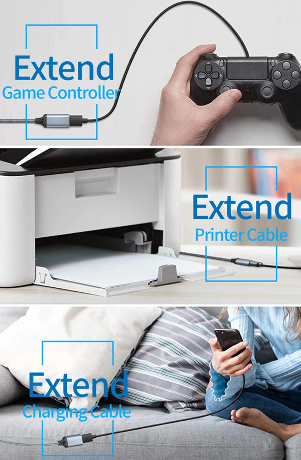 Nylon Braided USB 3.0 Extension Cable