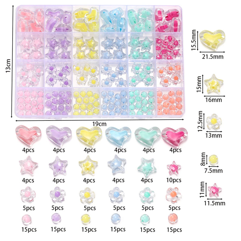 Heart-Shaped Acrylic Bead Kit for Jewelry Making