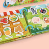 A set of two themed and diverse content books for baby's brain development featuring farm animals and food items