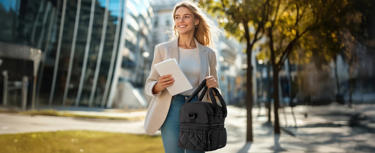 Insulated Double-Deck Lunch Bag with Leakproof Lining