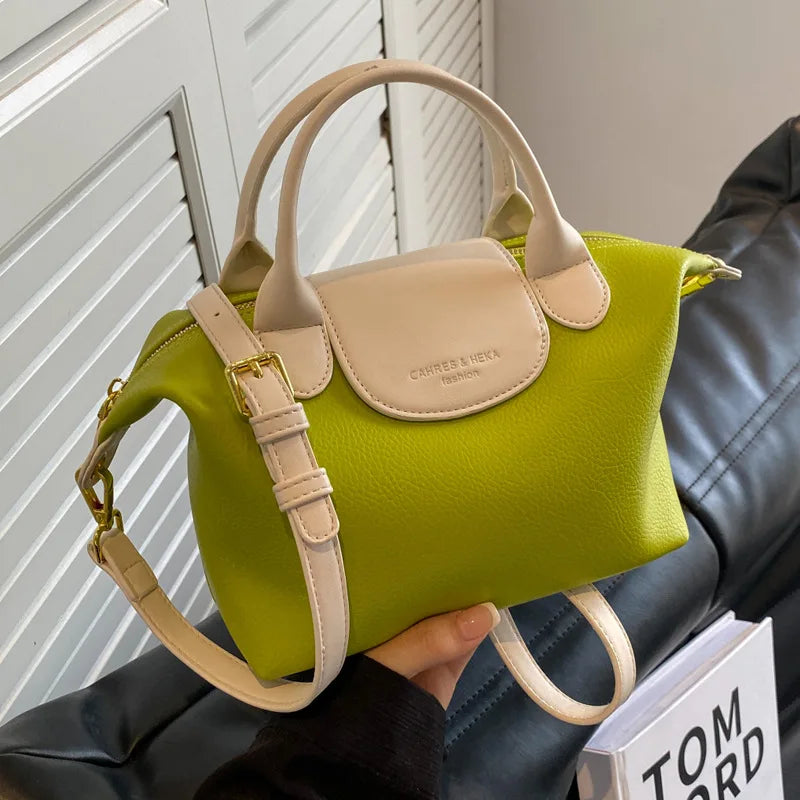 Vintage PU Leather Crossbody Bucket Bag