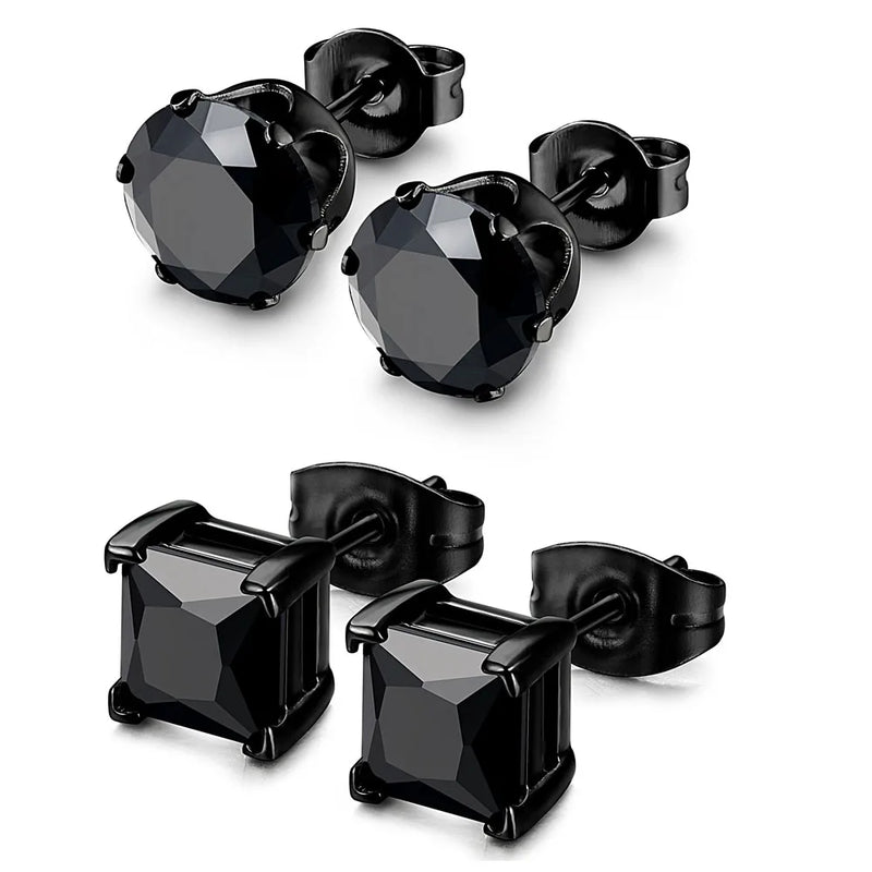 Boucles d'oreilles en acier inoxydable 316L hypoallergéniques avec zircons cubiques