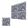 A close-up view of a gray 3D diamond textured wall panel design.