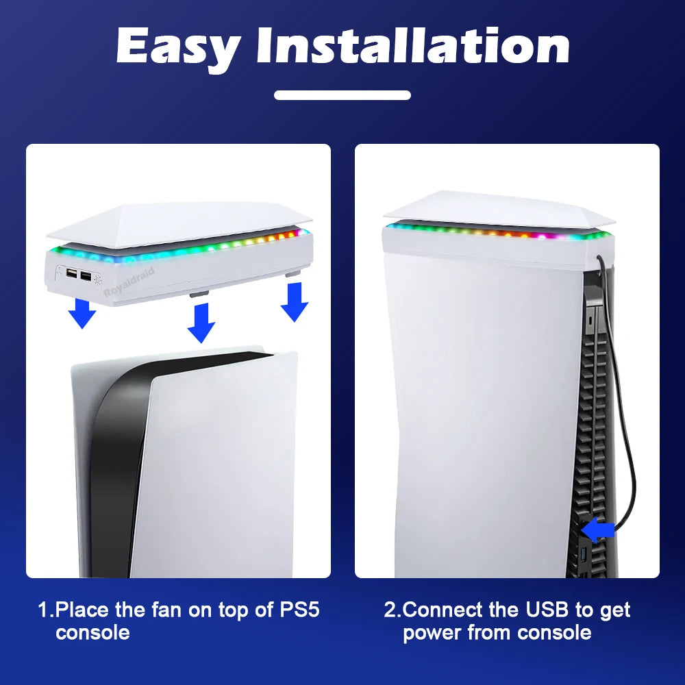 PS5 Cooling Stand with RGB Lighting and Dust Cover
