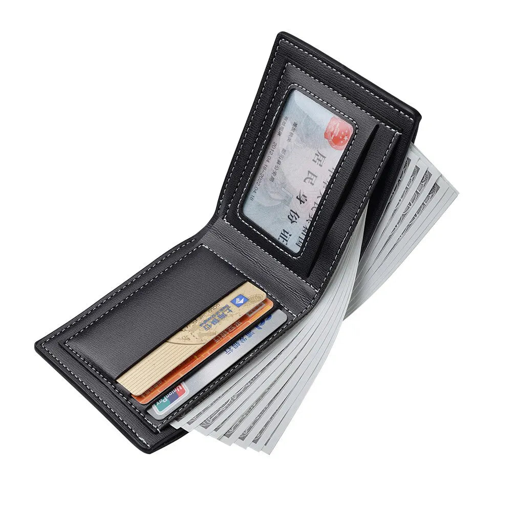 Slim PU Leather Folding Wallet with Card Holder