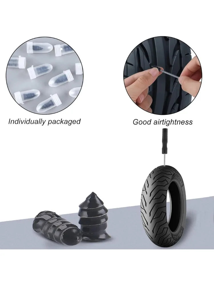 Tubeless Tire Repair Kit — 40 Rubber Studs with Storage Box