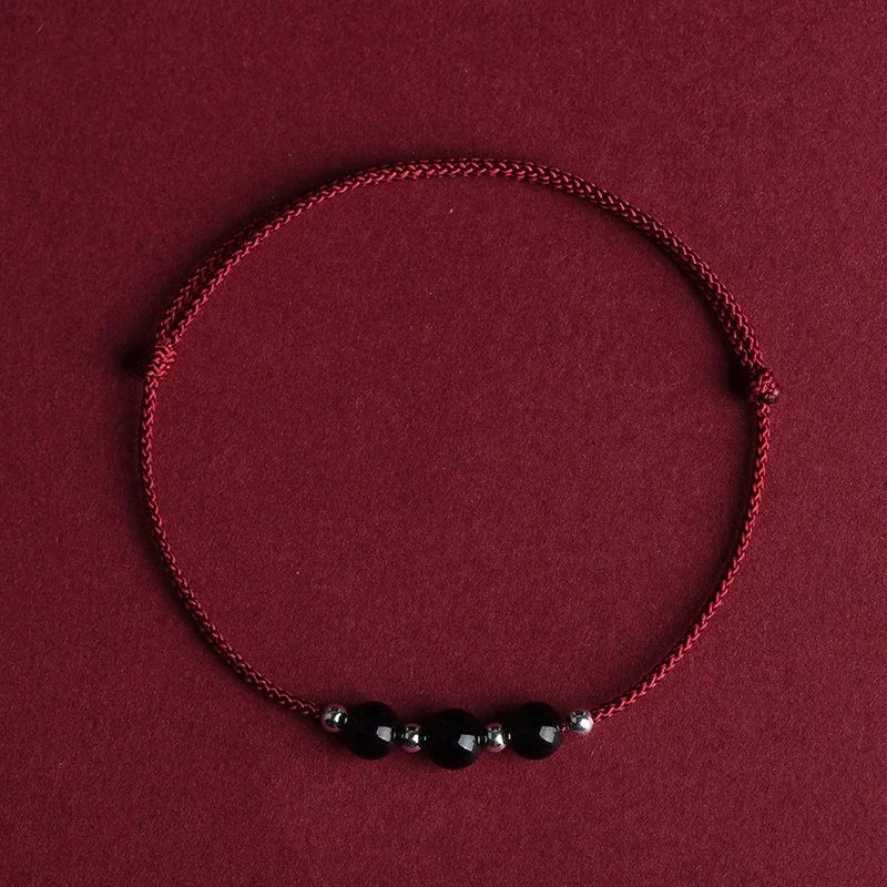 Handwoven Crystal Anklet with Natural Stone Charms