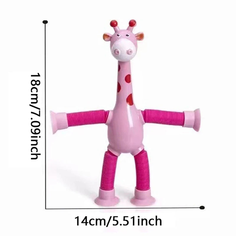 Suction Cup Giraffe Pop Tube Toy