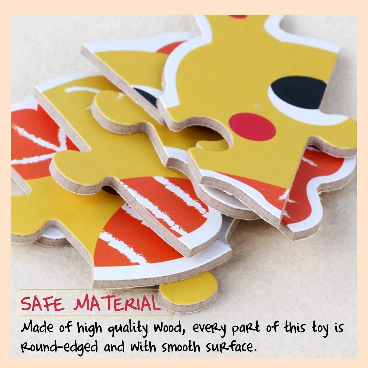 Wooden Animal Jigsaw Puzzles for Toddlers – Set of 6