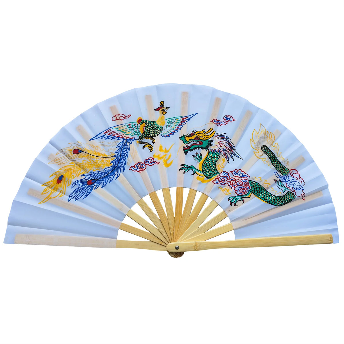 Traditional Bamboo Tai Chi Performance Fan with Protective Cover