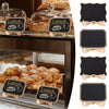 A set of mini wooden chalkboard signs featuring a sandwich design used for labeling food items.