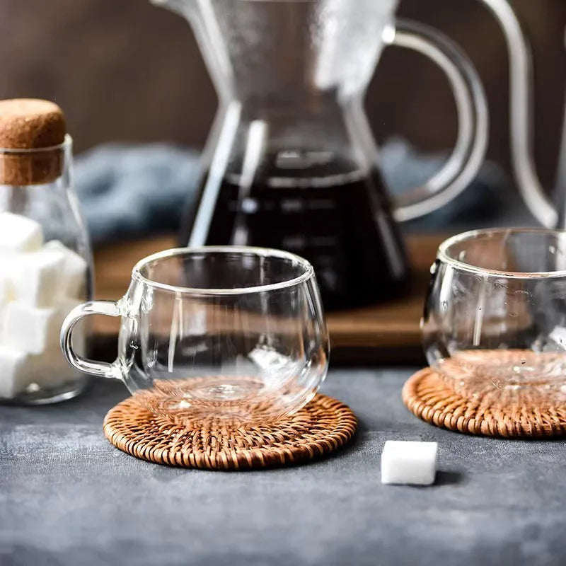 Double-Walled Glass Coffee Cup with Handle