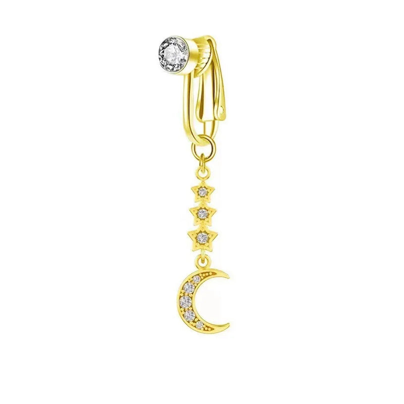 Schmetterling Clip-On Bauchnabelring mit rosa Zirkon